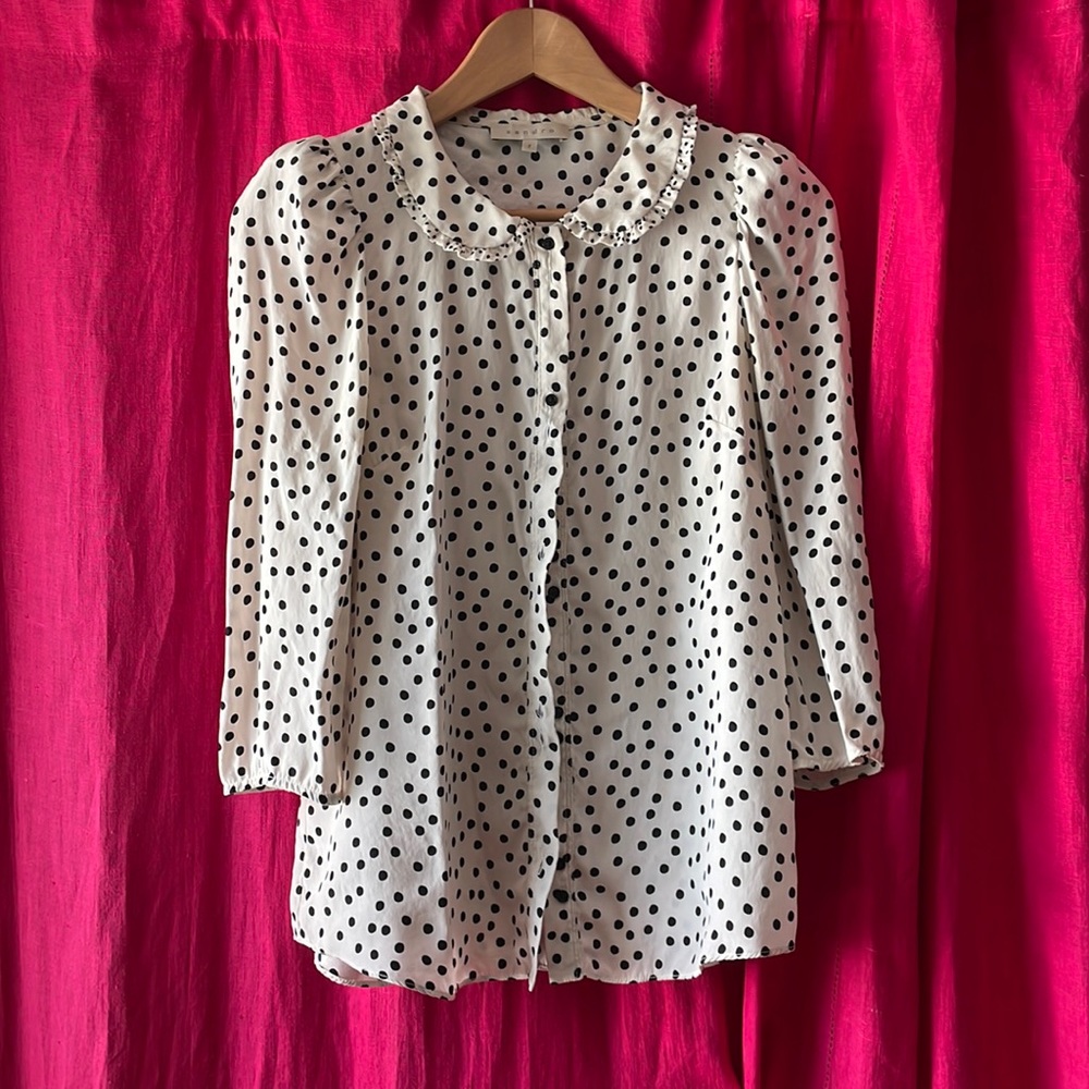 Sandro blouse. Polka dot, viscose size M.